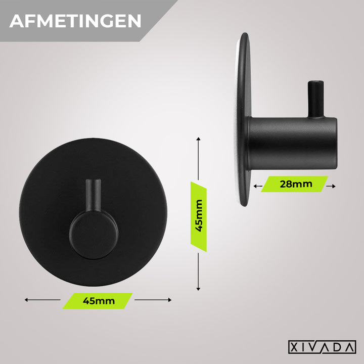 XIVADA Hannddoekhaakjes Roma - RVS - Zelfklevend - Zwart - Set van 2 (1)
