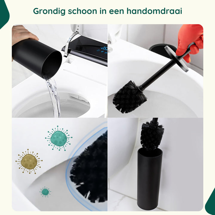 XIVADA Toiletborstelhouder Jara - Vrijstaand - Rvs - Zwart (6)