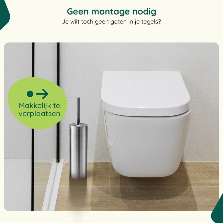 XIVADA Toiletborstel Mura - Met houder - Boren - Rvs - Zilver (6)