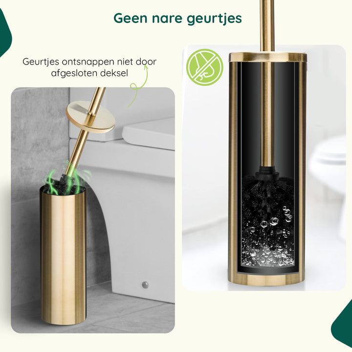 XIVADA Toiletborstelhouder Jara - Vrijstaand - Rvs - Goud (4)
