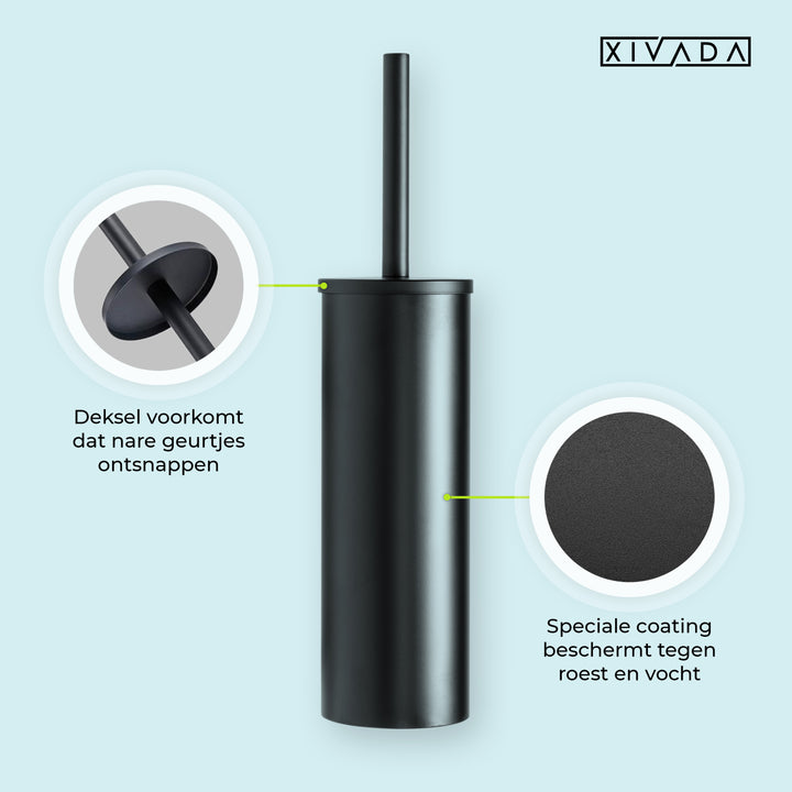 XIVADA Toiletborstel Mura - Met houder - Boren - Rvs - Zwart (3)
