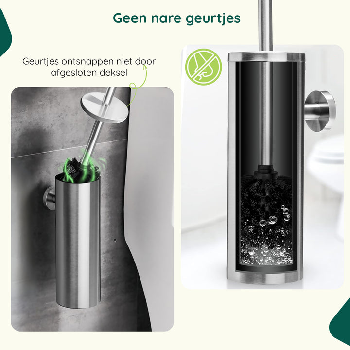 XIVADA Toiletborstel Mura - Met houder - Boren - Rvs - Zilver (3)