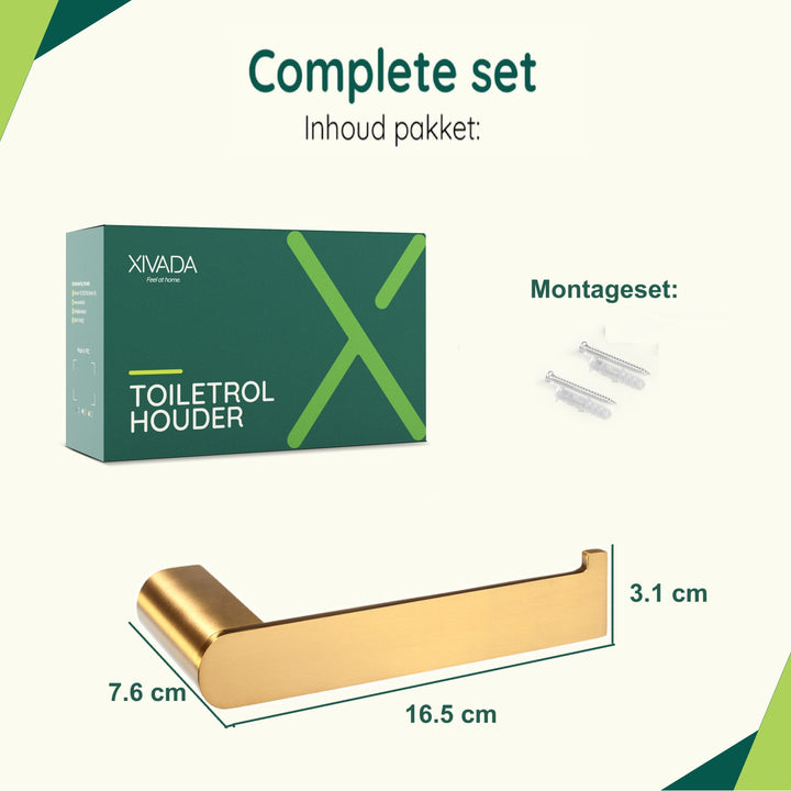 XIVADA Toiletrolhouder Eros - Boren - Rvs - Goud (6)