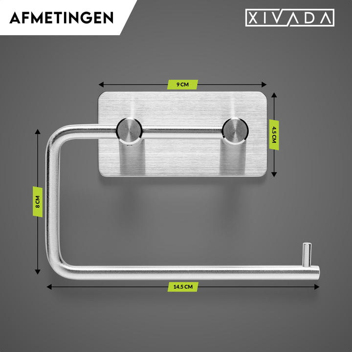 XIVADA WC rolhouder Mara - Rvs - Zelfklevend - 3m Tape - Zilver (2)