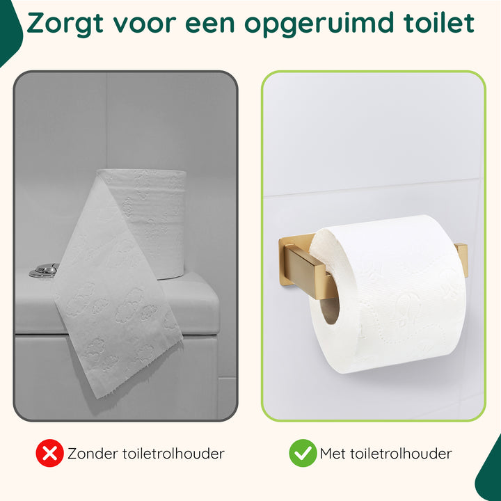 XIVADA WC rolhouder Luca - Zonder Boren - Rvs - Zelfklevend - Goud (3)
