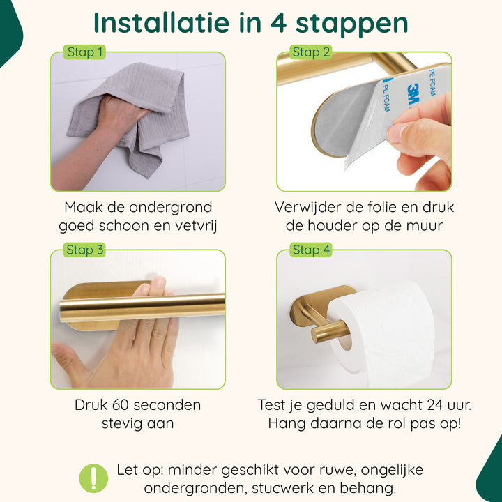 XIVADA Toiletrolhouder Nino - Rvs - Zelfklevend - Goud (8)