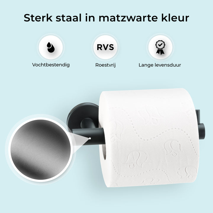 XIVADA Toiletrolhouder Juna - Zelfklevend - Rvs - Zwart (3)