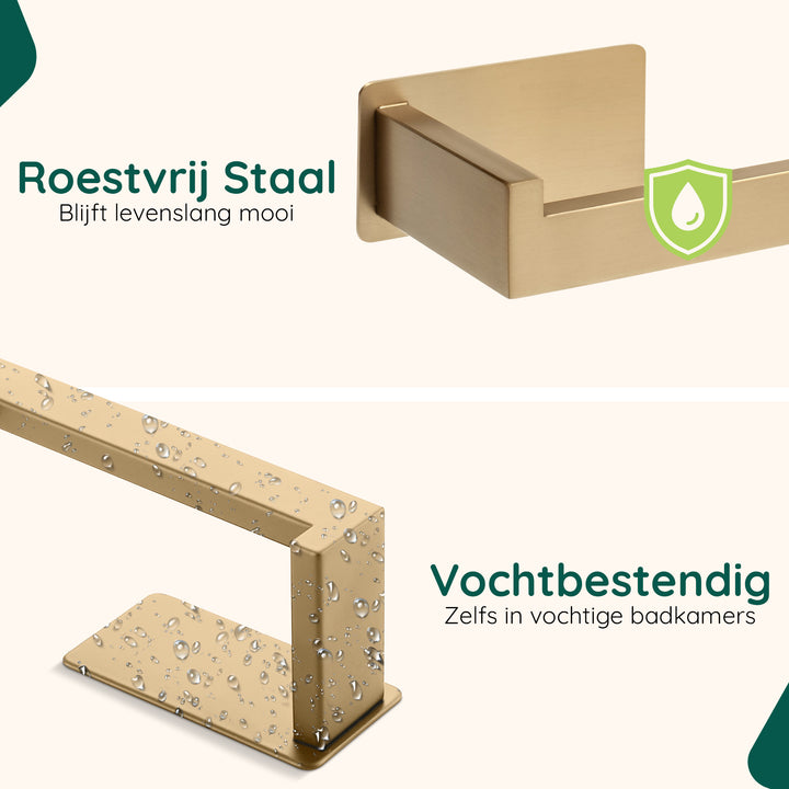 XIVADA WC rolhouder Luca - Zonder Boren - Rvs - Zelfklevend - Goud (4)