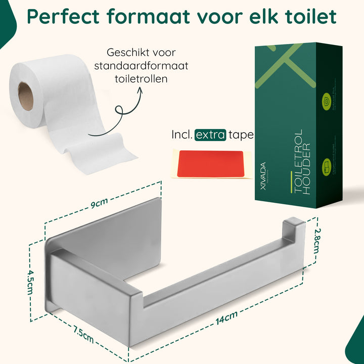 XIVADA WC rolhouder Luca - Zonder Boren - Rvs - Zelfklevend - Zilver (4)