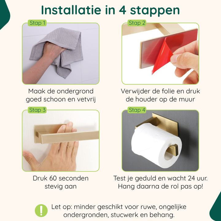 XIVADA WC rolhouder Luca - Zonder Boren - Rvs - Zelfklevend - Goud (5)