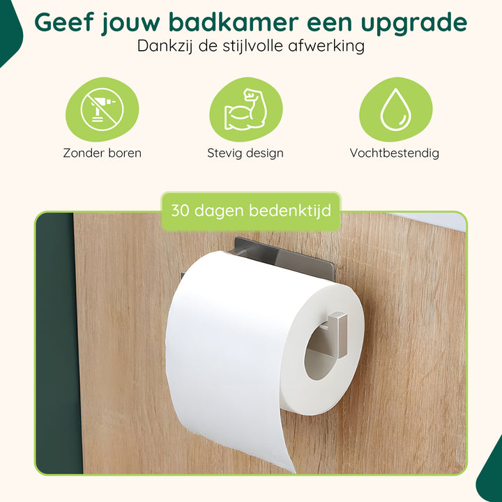 XIVADA WC rolhouder Luca - Zonder Boren - Rvs - Zelfklevend - Zilver (5)