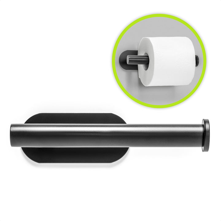 XIVADA Toiletrolhouder Nino - Rvs - Zelfklevend - Zwart (1)