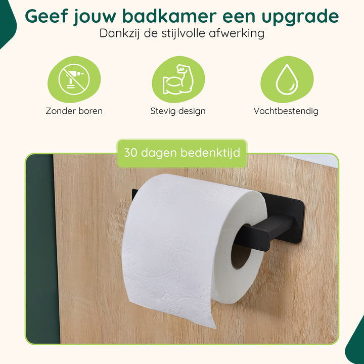 XIVADA WC rolhouder Nova - Zelfklevend - RVS - Plakstrip - Zwart (3)