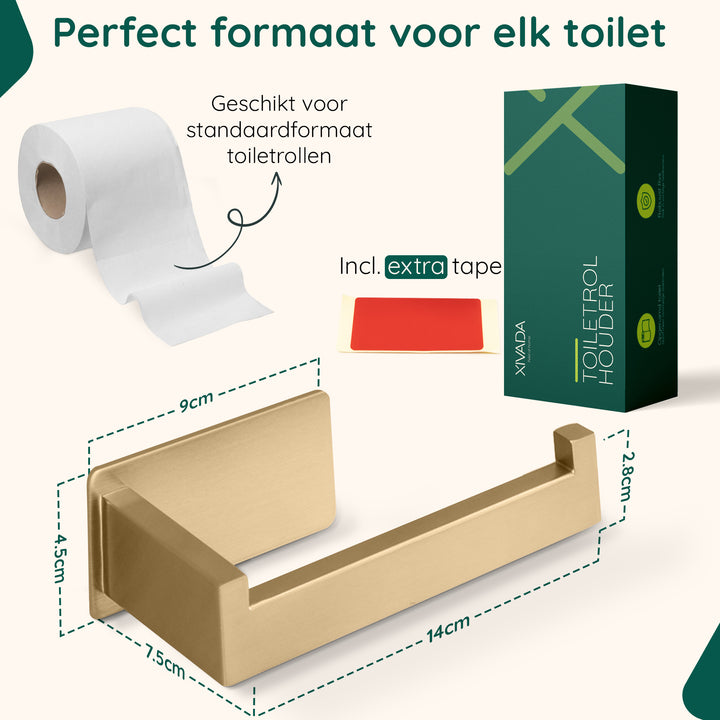 XIVADA WC rolhouder Luca - Zonder Boren - Rvs - Zelfklevend - Goud (9)