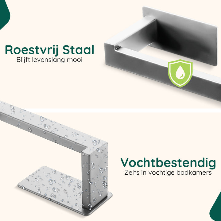 XIVADA WC rolhouder Luca - Zonder Boren - Rvs - Zelfklevend - Zilver (7)