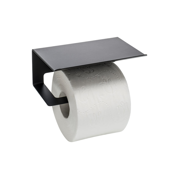 XIVADA WC Rolhouder Zeus - Met plankje - Inclusief schroefset - Zwart (2)