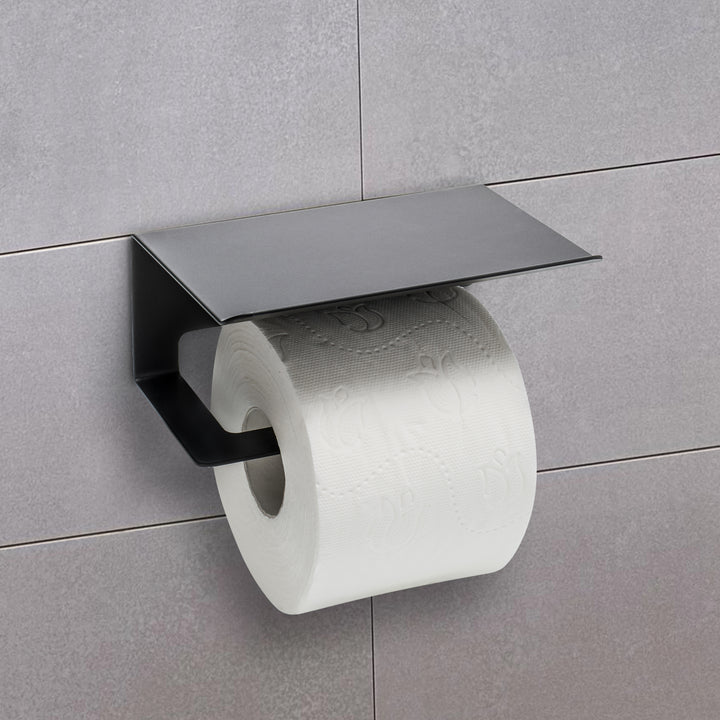 XIVADA WC Rolhouder Zeus - Met plankje - Inclusief schroefset - Zwart (9)