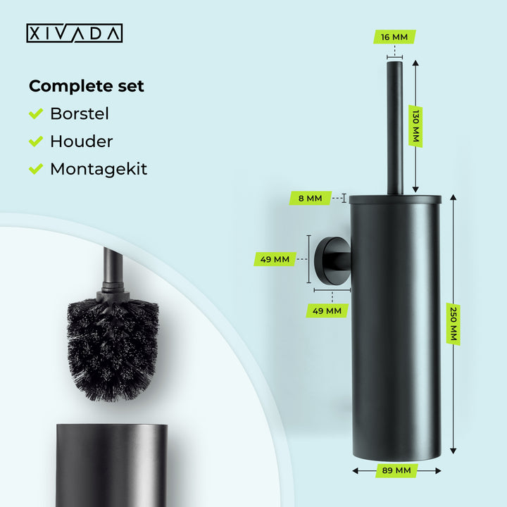 XIVADA Toiletset Zwart - Wc borstel - Wc rolhouder - Handdoekhaakjes (10)