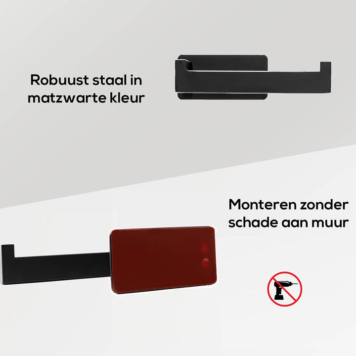 XIVADA Toiletset Zwart - Wc borstel - Wc rolhouder - Handdoekhaakjes (5)