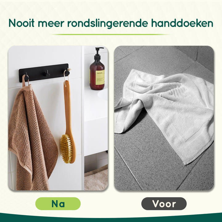 XIVADA Handdoekhaakjes Tres - Zelfklevend - Zwart - 3 in 1 (3)