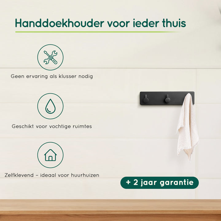 XIVADA Handdoekhaakjes Tres - Zelfklevend - Zwart - 3 in 1 (4)