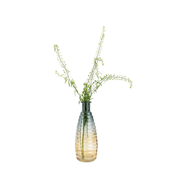 QUVIO Glazen vaas met patroon, geel/blauw - Hoogte 19,5 cm (2)