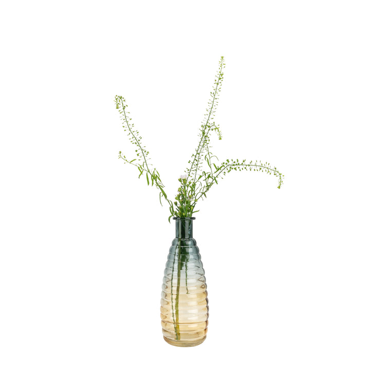 QUVIO Glazen vaas met patroon, geel/blauw - Hoogte 19,5 cm (2)