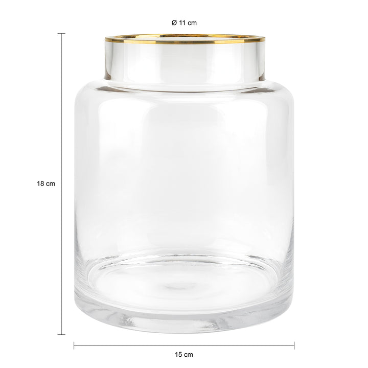 QUVIO Vaas met gouden randje - 18 cm - Glas (1)