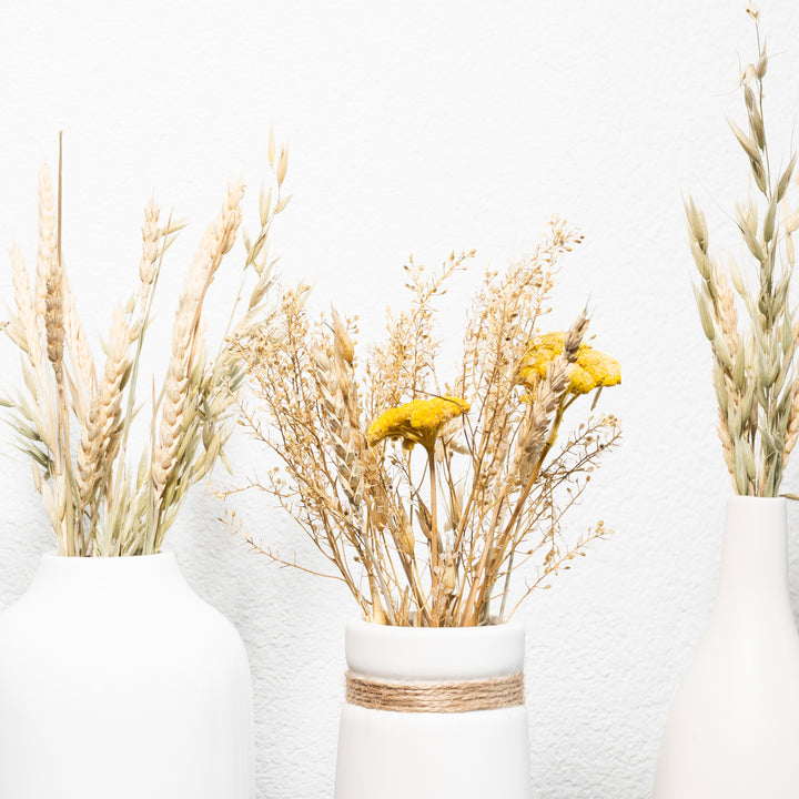 QUVIO Vaas keramiek met smalle hals - Wit (4)