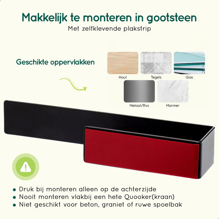 XIVADA Vaatdoekhouder Elan - Gootsteen - Rvs - Zelfklevend - Zwart (3)