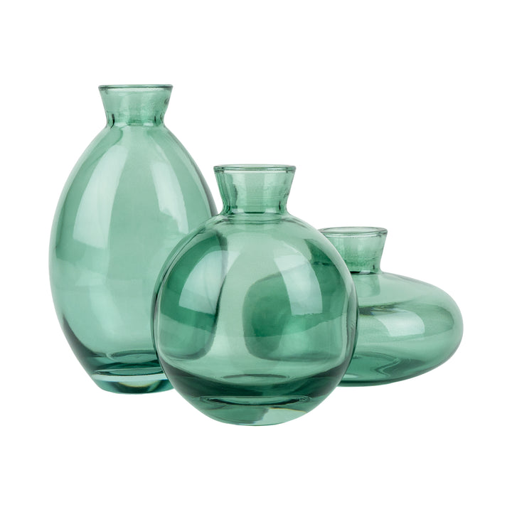 QUVIO Vazen set van 3 - Glas - Groen (1)