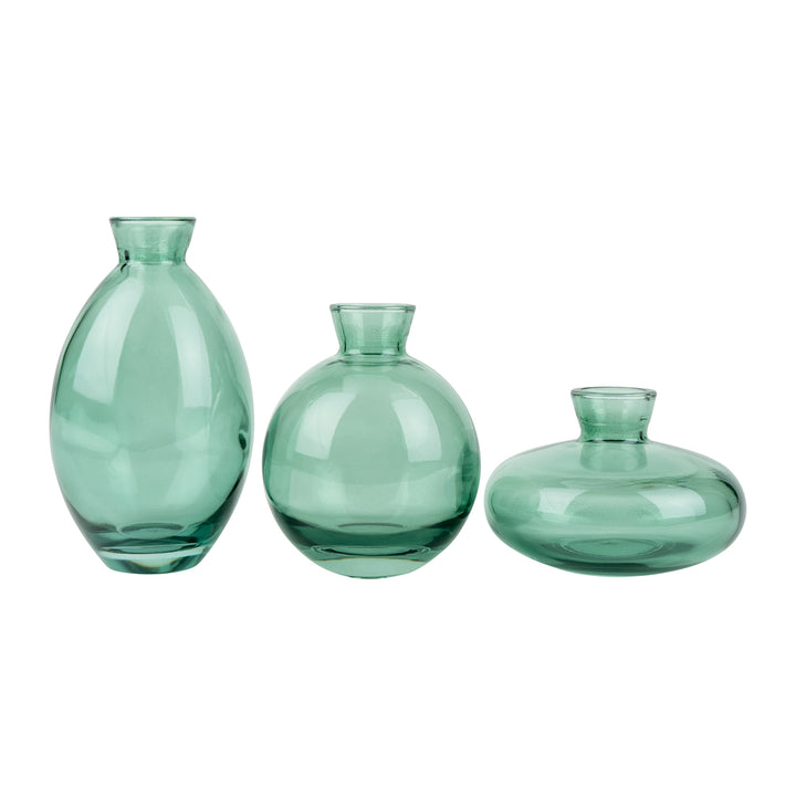 QUVIO Vazen set van 3 - Glas - Groen (2)
