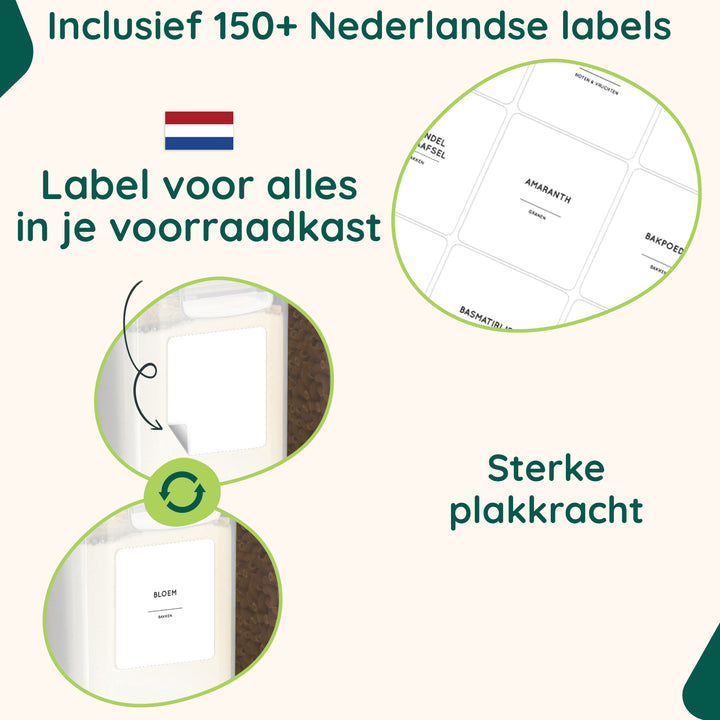 XIVADA Voorraadpotten Nena - Transparant - Met stickers - 16 stuks (4)