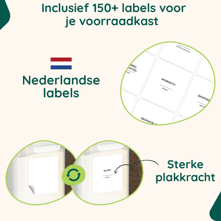 XIVADA Voorraadpot Ella - 2,5L - 192 stickers - Transparant - 4 stuks (6)