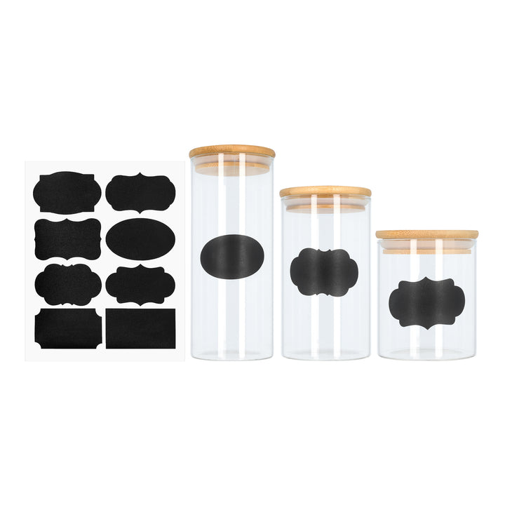 Krumble Voorraadpotten - Glas -  Set van 3 - Incl. 80 krijtstickers (3)