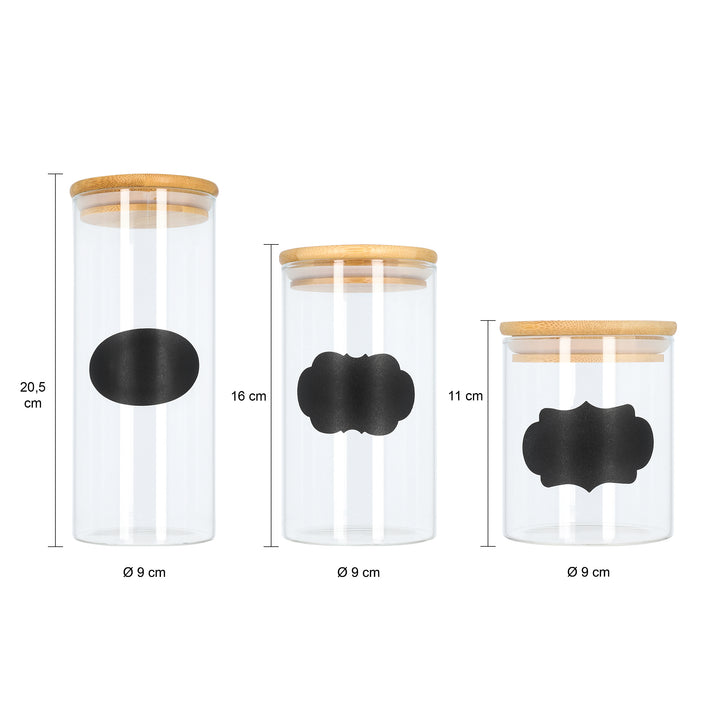 Krumble Voorraadpotten - Glas -  Set van 3 - Incl. 80 krijtstickers (1)