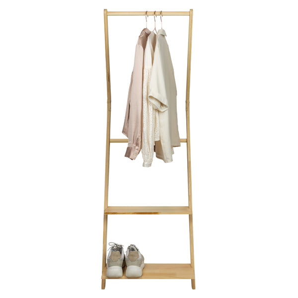 QUVIO Wand kledingrek (ladder) met 2 planken - Hout