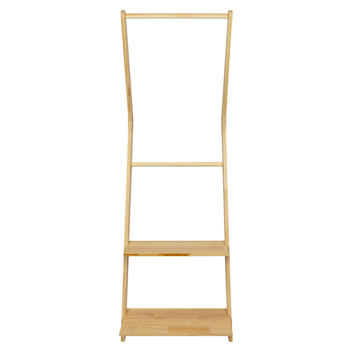 QUVIO Wand kledingrek (ladder) met 2 planken - Hout (4)