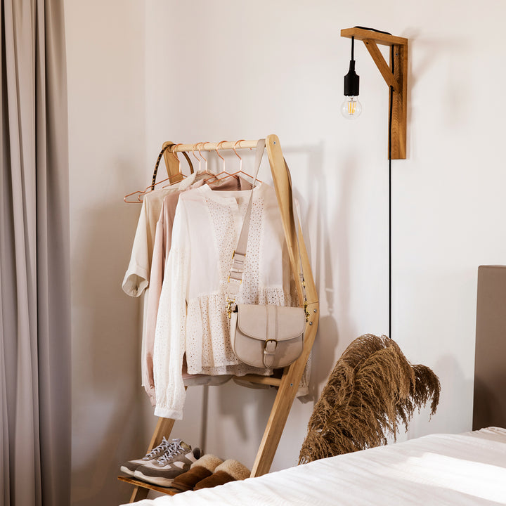 QUVIO Wand kledingrek (ladder) met 2 planken - Hout (5)