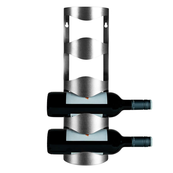 QUVIO Wand wijnrek voor 4 flessen, aluminium - Zilver