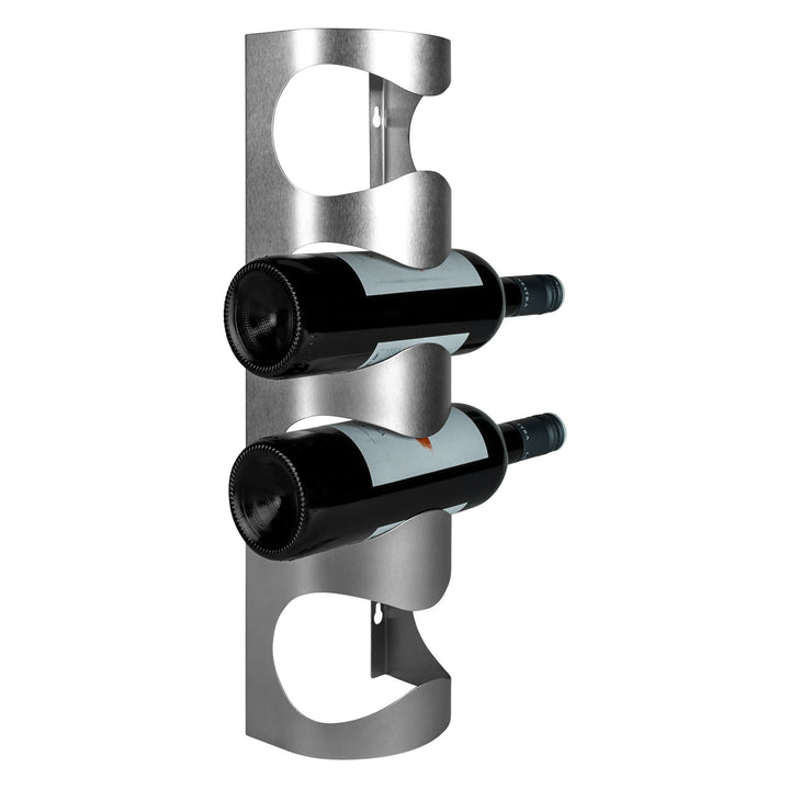 QUVIO Wand wijnrek voor 4 flessen, aluminium - Zilver (2)