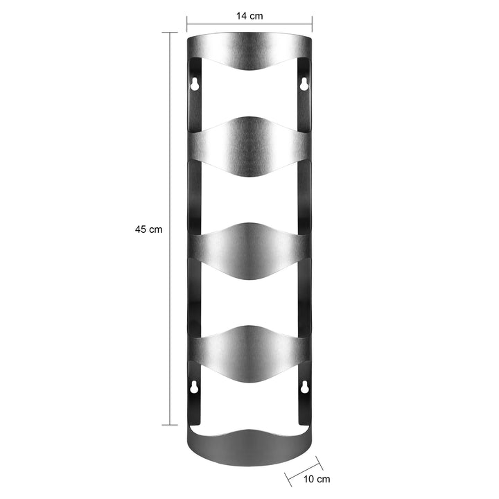 QUVIO Wand wijnrek voor 4 flessen, aluminium - Zilver (4)