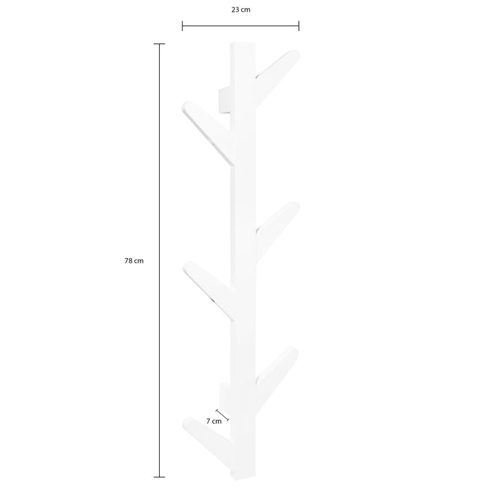 QUVIO Wandkapstok verticaal met 6 haken - 78 CM - Wit (1)