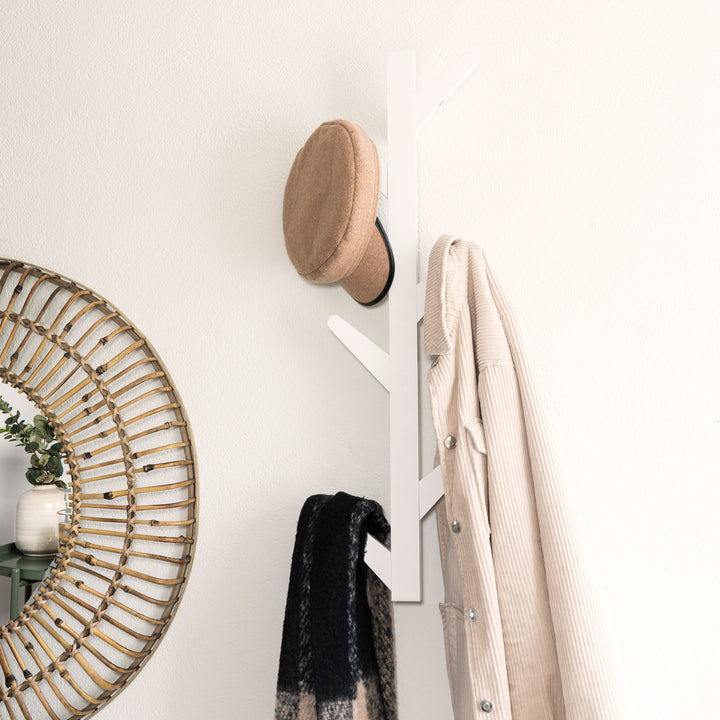 QUVIO Wandkapstok verticaal met 6 haken - 78 CM - Wit (3)