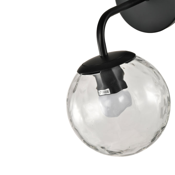 QUVIO Zwarte wandlamp - met glazen bol - Metaal - Glas - Zwart (2)
