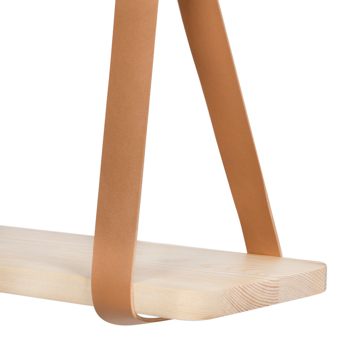 QUVIO Wandplank met PU leren bandjes - S (4)