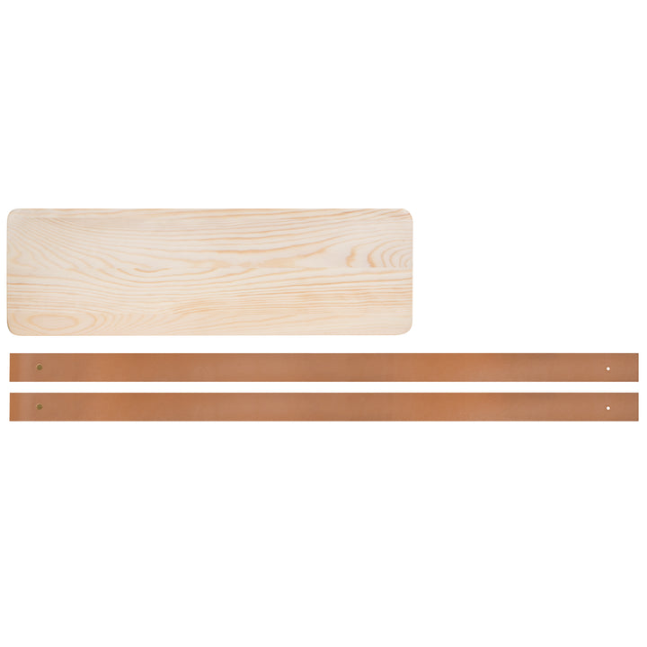 QUVIO Wandplank met PU leren bandjes - S (5)