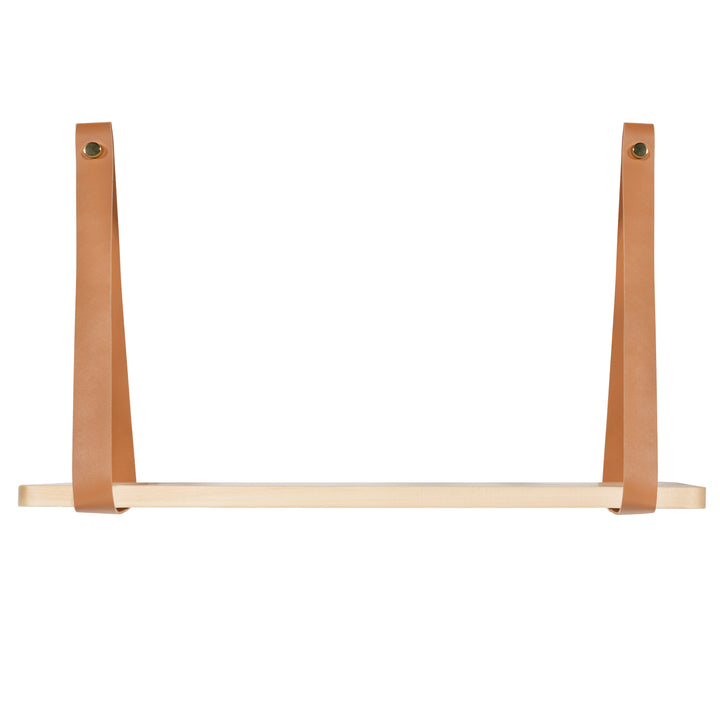QUVIO Wandplank met PU leren bandjes - S (2)