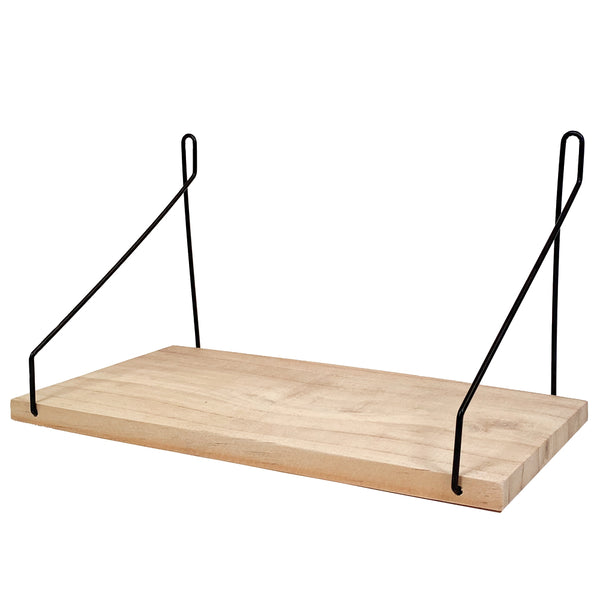 QUVIO Wandrekje van hout en staal - Bruin en zwart