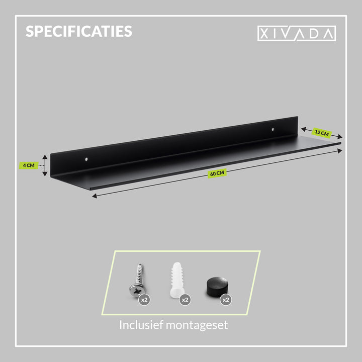 XIVADA Wandrek Rosa - Industrieel - Aluminium - Boren - Zwart - 60 cm (4)